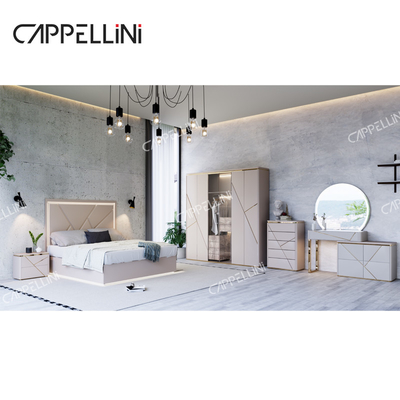 Απλό Σπίτι Διπλό ξύλινο πλαίσιο Δερμάτινο King Bed Σύγχρονο πολυτελές ξύλο πλήρες queen size έπιπλα κρεβατοκάμαρα