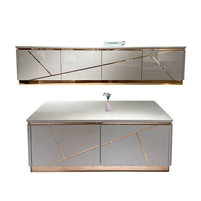 Σύγχρονη σχεδίαση ξύλινο καθιστικό τηλεοπτικό ντουλάπι αποθήκευση οικιακά έπιπλα πολυτελή στυλ ξύλινα TV στεφάνια MDF