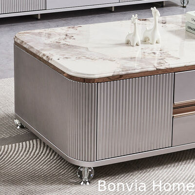 Σύγχρονο Πολυτελές Ξύλινο Σαλόνι Κεντρικό Τραπεζάκι Καφέ Έπιπλα Σπιτιού Μεγάλη Αποθήκευση Μαρμάρινη Πλάκα Βάση Τηλεόρασης και Σετ Τραπεζιού Καφέ