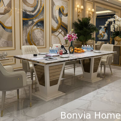 Σύγχρονο πολυτελές σπίτι ξύλινο τραπεζικό σετ 6 θέσεων Σέλες ορθογώνιο σπίτι εστιατόριο πλήρες σετ επίπλων τραπεζαρίας