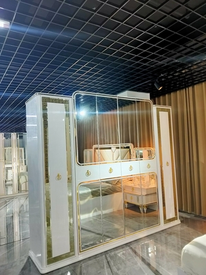 Ξύλινο MDF εγχώριων κρεβατοκάμαρων επίπλων κομμών βασιλιάδων φυσικό μέγεθος συνόλων κρεβατιών δρύινο γκρίζο άσπρο
