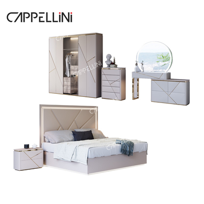 Απλό Σπίτι Διπλό ξύλινο πλαίσιο Δερμάτινο King Bed Σύγχρονο πολυτελές ξύλο πλήρες queen size έπιπλα κρεβατοκάμαρα