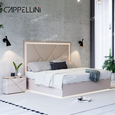 Απλό Σπίτι Διπλό ξύλινο πλαίσιο Δερμάτινο King Bed Σύγχρονο πολυτελές ξύλο πλήρες queen size έπιπλα κρεβατοκάμαρα