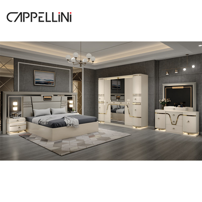 Σύγχρονο κλασικό King Size δερμάτινο κρεβατάκι Double Queen Royal Luxury μοντέρνο ξύλινο Mdf πλήρες κρεβατοκάμαρα έπιπλα