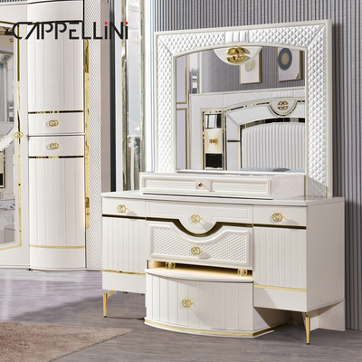 Λευκό Σπίτι ξύλινο δέρμα Queen Bed Set Villa Master Room ξύλινο King Size Mdf μοντέρνο πολυτελές πλήρες σύνολο υπνοδωματίων έπιπλα