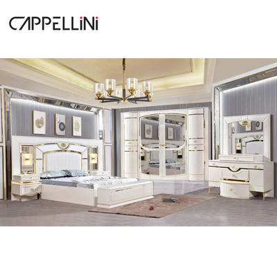 Λευκό Σπίτι ξύλινο δέρμα Queen Bed Set Villa Master Room ξύλινο King Size Mdf μοντέρνο πολυτελές πλήρες σύνολο υπνοδωματίων έπιπλα