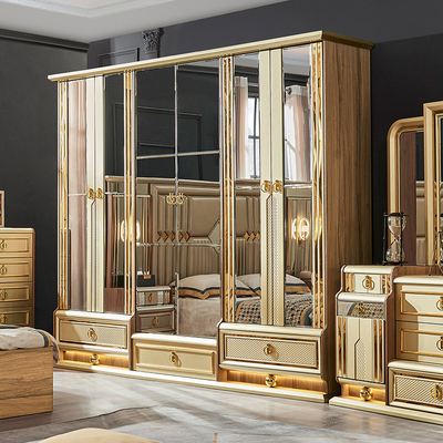 Ξύλινο μοντέρνο χρυσό king size κρεβάτι διπλό master room βίλα σπίτι βασιλικό full queen ξύλινο πολυτελές έπιπλα κρεβατοκάμαρα