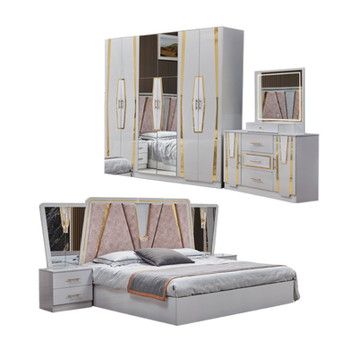 Foshan Wholesale ξύλινο πλαίσιο διπλό δέρμα King Size κρεβατοκάμαρα σπίτι ξύλινη βασίλισσα πλήρης φθηνό μοντέρνο πολυτελή έπιπλα κρεβατοκάμαρα σύνολο