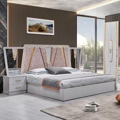 Foshan Wholesale ξύλινο πλαίσιο διπλό δέρμα King Size κρεβατοκάμαρα σπίτι ξύλινη βασίλισσα πλήρης φθηνό μοντέρνο πολυτελή έπιπλα κρεβατοκάμαρα σύνολο