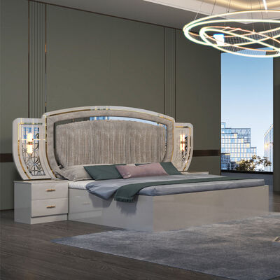 Φθηνό Χονδρικό Εμπόριο Ολοκληρωμένο Σετ 5 Τεμαχίων Μοντέρνα Έπιπλα Υπνοδωματίου για το Σπίτι Διαμέρισμα Ολοκληρωμένο Ξύλινο Πλαίσιο Διπλό Πολυτελές Κρεβάτι King Size