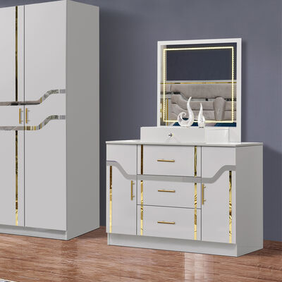 Κίνα Χονδρικό Φθηνό ξύλινο MDF King Size κρεβατοκάμαρα 5 κομμάτια Διπλό δωμάτιο μοντέρνο πολυτελές ξύλινο σκελετό κρεβατοκάμαρα έπιπλα