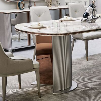 Ολοκληρωμένα Πολυτελή Ξύλινα Σετ Τραπεζαρίας 6 Θέσεων Έπιπλα Σπιτιού Πολυτελή Μεγάλα Ξύλινα Σύγχρονα Σετ Τραπεζαρίας με Μαρμάρινο Τραπέζι και 4 Καρέκλες