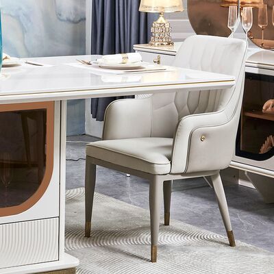 Έλεγκτο πολυτελές τραπέζι και καρέκλες 6 θέσεων έπιπλα Σώμα αποθήκευσης λευκό ολοκληρωμένο σύγχρονο μεγάλο ξύλινο σετ τραπεζαρίας