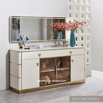 Λευκό Μοντέρνο Πολυτελές Τραπέζι Τραπεζαρίας 6 Θέσεων Ξύλινα Έπιπλα Τραπεζαρίας Ολοκληρωμένο Σετ Τραπεζιού Τραπεζαρίας με Ξύλινο Σκελετό 4 Καρέκλες