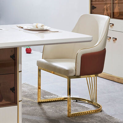 Λευκό Μοντέρνο Πολυτελές Τραπέζι Τραπεζαρίας 6 Θέσεων Ξύλινα Έπιπλα Τραπεζαρίας Ολοκληρωμένο Σετ Τραπεζιού Τραπεζαρίας με Ξύλινο Σκελετό 4 Καρέκλες