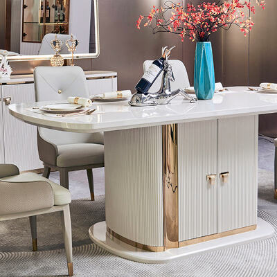 Σύγχρονο Πολυτελές Σπίτι Ξύλινο Τραπέζι Τραπεζαρίας και Καρέκλες Σετ 6 Θέσεων Έπιπλα Λευκό Ολοκληρωμένα Ξύλινα Σετ Τραπεζαρίας