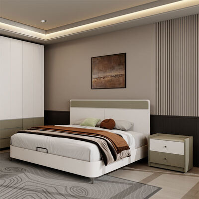 King Size Master Bedroom Set σε κλασικό ξύλο με αποθήκευση, άνετη μινιμαλιστική πολυτελή μοντέρνα έπιπλα υπνοδωματίου
