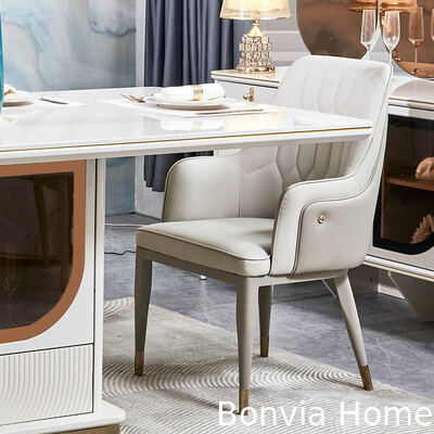 Έλεγκτο πολυτελές τραπέζι και καρέκλες 6 θέσεων έπιπλα Σώμα αποθήκευσης λευκό ολοκληρωμένο σύγχρονο μεγάλο ξύλινο σετ τραπεζαρίας