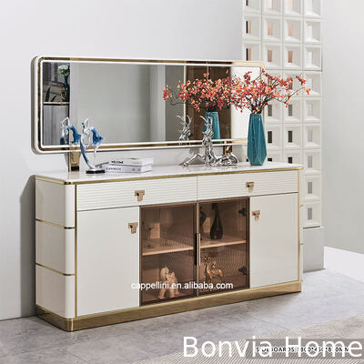 Λευκό Μοντέρνο Πολυτελές Τραπέζι Τραπεζαρίας 6 Θέσεων Ξύλινα Έπιπλα Τραπεζαρίας Ολοκληρωμένο Σετ Τραπεζιού Τραπεζαρίας με Ξύλινο Σκελετό 4 Καρέκλες