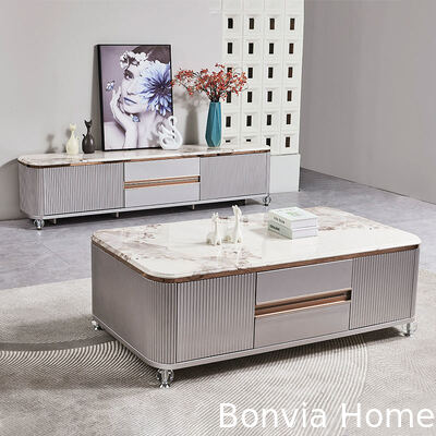 Σύγχρονη σχεδίαση πολυτελή ξύλινη τηλεόραση στέκεται στο σπίτι έπιπλα συρτάρι αποθήκευση μαρμάρινο σχιστόλιθο πάνω μεγάλο μακρύ ξύλινο σαλόνι TV ντουλάπι