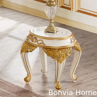 Ευρωπαϊκό Κλασικό Στυλ Βασιλικό Πολυτελές Έπιπλο Τηλεόρασης Έπιπλα Βίλας Οικιακή Αποθήκευση Λευκό και Χρυσό Μεγάλο Ξύλινο Έπιπλο Τηλεόρασης Σαλόνι