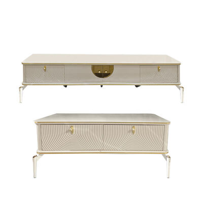 Σύγχρονο σχεδιασμό ορθογώνιο Λευκό ξύλινο στέλεχος τηλεόρασης έπιπλα σαλόνι Μεγάλη αποθήκευση ξύλινο πολυτελές ντουλάπι τηλεόρασης στο σπίτι