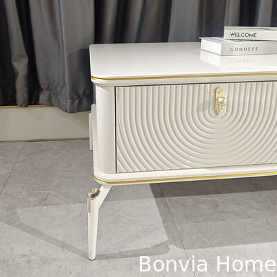 Σύγχρονο σχεδιασμό ορθογώνιο Λευκό ξύλινο στέλεχος τηλεόρασης έπιπλα σαλόνι Μεγάλη αποθήκευση ξύλινο πολυτελές ντουλάπι τηλεόρασης στο σπίτι