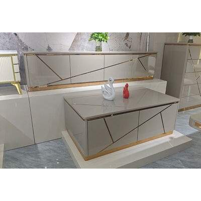 Σύγχρονη σχεδίαση ξύλινο καθιστικό τηλεοπτικό ντουλάπι αποθήκευση οικιακά έπιπλα πολυτελή στυλ ξύλινα TV στεφάνια MDF