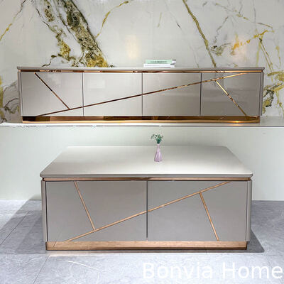 Σύγχρονη σχεδίαση ξύλινο καθιστικό τηλεοπτικό ντουλάπι αποθήκευση οικιακά έπιπλα πολυτελή στυλ ξύλινα TV στεφάνια MDF