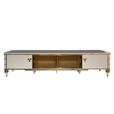 Υψηλής ποιότητας σκανδιναβική λευκή ξύλινη τηλεοπτική θήκη Αποθήκευση Οικιακά έπιπλα Ξενοδοχείο Σύγχρονη πολυτελή MDF σαλόνι TV ντουλάπι