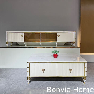 Υψηλής ποιότητας σκανδιναβική λευκή ξύλινη τηλεοπτική θήκη Αποθήκευση Οικιακά έπιπλα Ξενοδοχείο Σύγχρονη πολυτελή MDF σαλόνι TV ντουλάπι