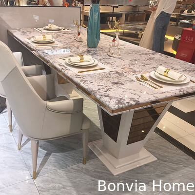 Σύγχρονο πολυτελές σπίτι ξύλινο τραπεζικό σετ 6 θέσεων Σέλες ορθογώνιο σπίτι εστιατόριο πλήρες σετ επίπλων τραπεζαρίας