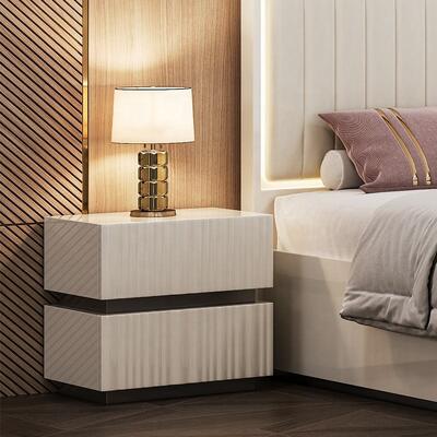 Σύγχρονη πολυτέλεια King Size Δευτερεύον κρεβάτι LED Headboard ξενοδοχείο Home Master Room πλήρες ξύλινο έπιπλο κρεβατιού