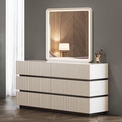 Σύγχρονη πολυτέλεια King Size Δευτερεύον κρεβάτι LED Headboard ξενοδοχείο Home Master Room πλήρες ξύλινο έπιπλο κρεβατιού