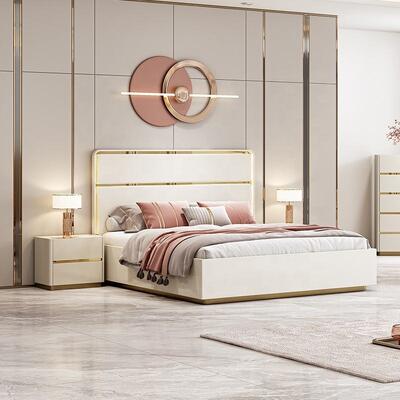 Ελαφριά πολυτελή μέρη Εργαλεία De Chambre Μοντέρνα Συμπλήρωμα δωματίου Εργαλεία Ξύλινο πλαίσιο Διπλό πολυτελές βασιλικό μέγεθος Δωμάτιο κρεβατιού