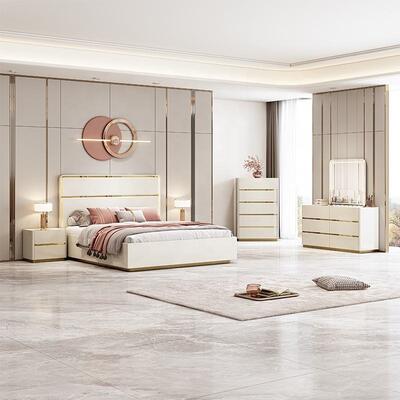 Ελαφριά πολυτελή μέρη Εργαλεία De Chambre Μοντέρνα Συμπλήρωμα δωματίου Εργαλεία Ξύλινο πλαίσιο Διπλό πολυτελές βασιλικό μέγεθος Δωμάτιο κρεβατιού
