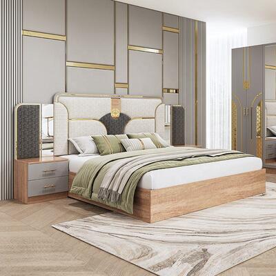 Chambre a Coucher Συμπλήρωμα τουρκικής κρεβατοκάμαρας King Size κρεβατοκάμαρα Διπλό ξύλινο πλαίσιο φθηνό πολυτελές σύγχρονο έπιπλο κρεβατοκάμαρας