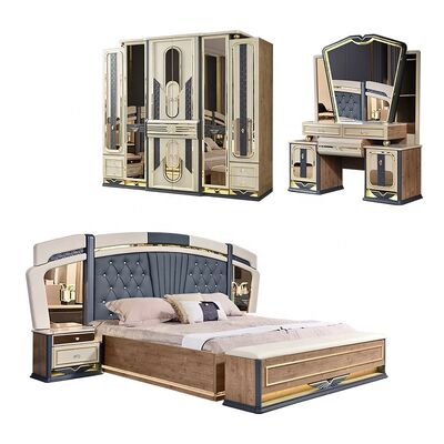 Chambre a Coucher Complet De Luxe Σετ Κρεβατοκάμαρων king size Κρεβάτι Home Δωμάτιο Δίκλινο Ξύλινο Πλαίσιο Μοντέρνο σετ επίπλων κρεβατοκάμαρας πολυτελείας