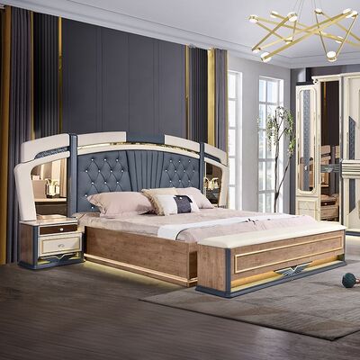 Chambre a Coucher Complet De Luxe Σετ Κρεβατοκάμαρων king size Κρεβάτι Home Δωμάτιο Δίκλινο Ξύλινο Πλαίσιο Μοντέρνο σετ επίπλων κρεβατοκάμαρας πολυτελείας