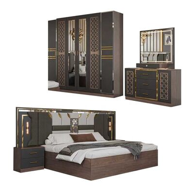 Luxury Wooden Bedroom Furniture Set king Size Bed Frame Home Room Suite Full Modern Bedroom Sets with Wardrobe Dressing Table