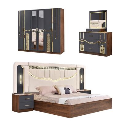 2026 Τουρκικό στυλ Luxury Bedroom Set King Size Bed Suite Master Room ξύλινο πλαίσιο φθηνό χονδρικό σύγχρονο έπιπλο κρεβατιού