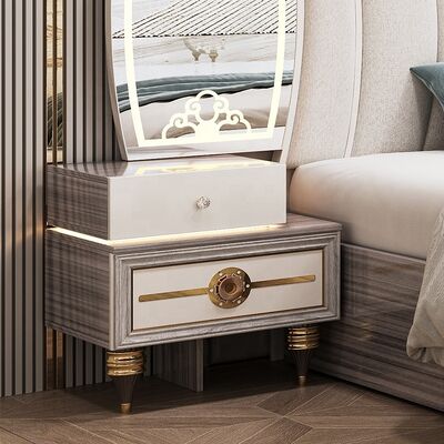 Σετ επίπλων υπνοδωματίου King Size Modern Luxury με φωτιζόμενη κεφαλή, διπλό κρεβάτι, ξύλινο σκελετό, πλήρες τουρκικό σετ υπνοδωματίου Master