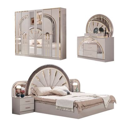 Turkish Modern Complete Bedroom Furniture Set Luxury king Size Bed 5 Pcs Wooden Frame Cheap Full Small Bedroom Furniture Set