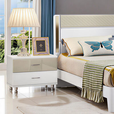 Σύγχρονη πολυτελή ξύλινη κρεβατοκάμαρα σετ έπιπλα με αποθήκευση ξαπλωμένη φωτισμένη κεφαλίδα και απλή συναρμολόγηση για το σπίτι ξενοδοχείο διαμέρισμα βίλα